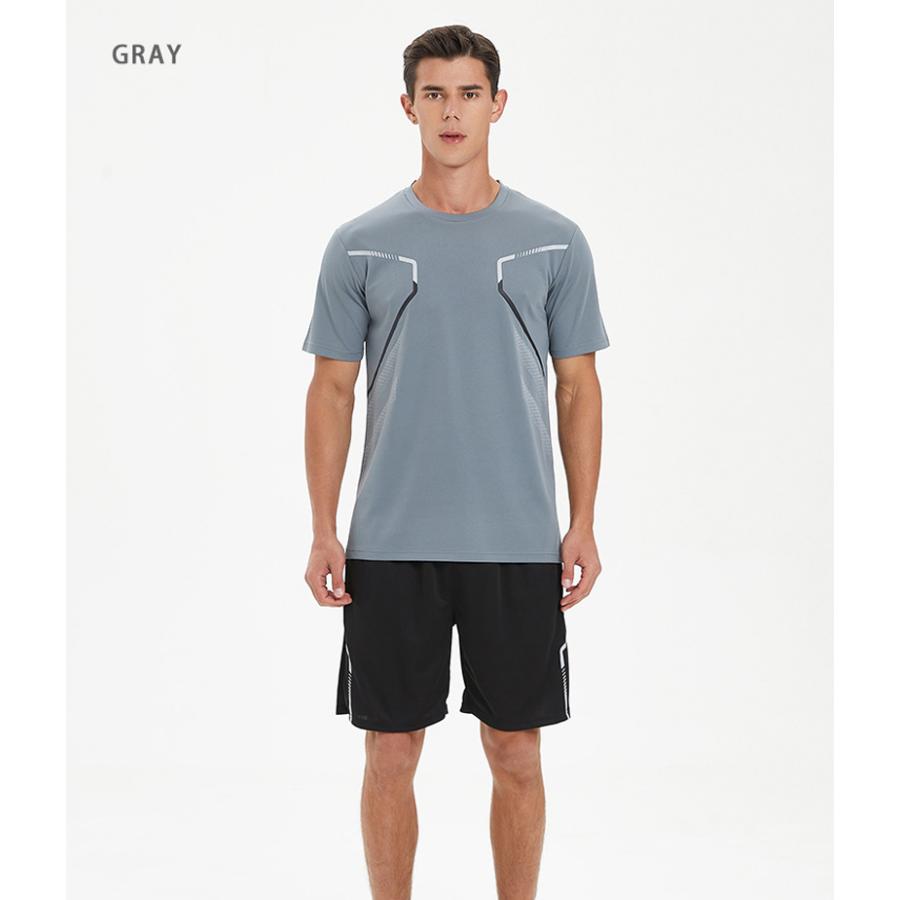 ランニングウェア メンズ 上下 夏　半袖Tシャツ　短パン　ハーフパンツセット　 スポーツウェア メンズ 　GYM　ジム　 半袖　夏用　軽量 |  | 16