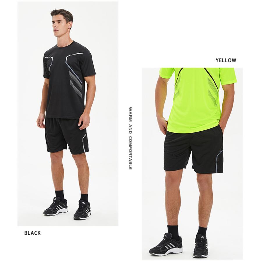 ランニングウェア メンズ 上下 夏　半袖Tシャツ　短パン　ハーフパンツセット　 スポーツウェア メンズ 　GYM　ジム　 半袖　夏用　軽量 |  | 15