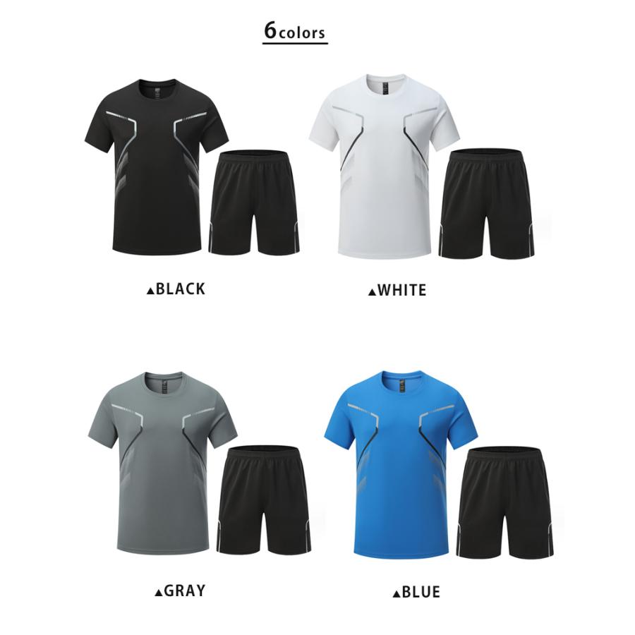 ランニングウェア メンズ 上下 夏　半袖Tシャツ　短パン　ハーフパンツセット　 スポーツウェア メンズ 　GYM　ジム　 半袖　夏用　軽量 |  | 07