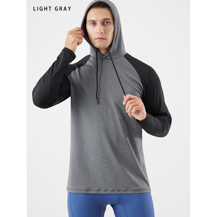 ランニングウェア バイカラーパーカー メンズウエアー スポーツウェア クイックドライ ラグランスリーブ 長袖シャツ tシャツ ジム ヨガ おしゃれ アウトドア レ |  | 14