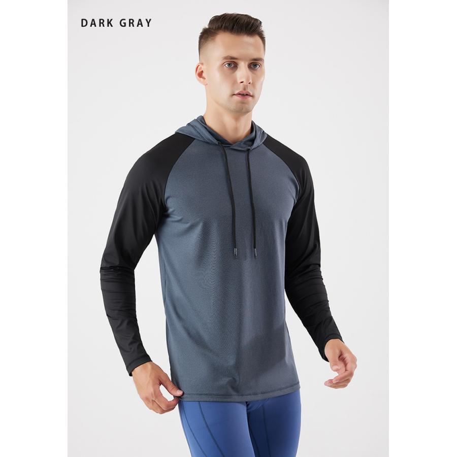 ランニングウェア バイカラーパーカー メンズウエアー スポーツウェア クイックドライ ラグランスリーブ 長袖シャツ tシャツ ジム ヨガ おしゃれ アウトドア レ |  | 16