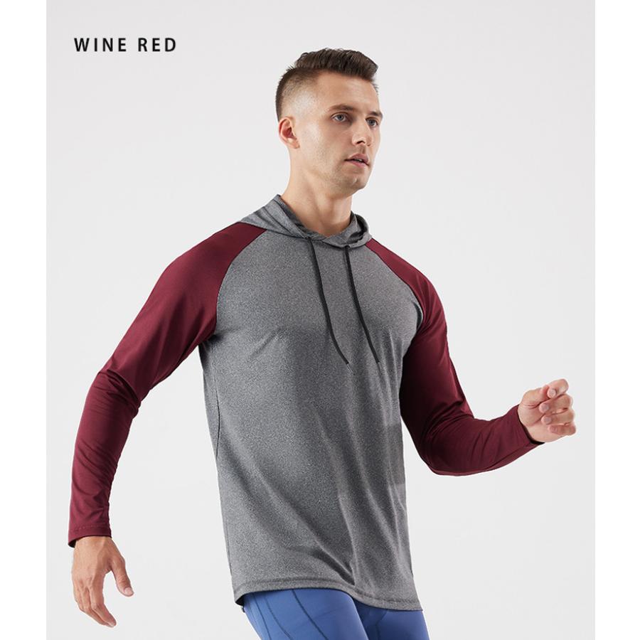 ランニングウェア バイカラーパーカー メンズウエアー スポーツウェア クイックドライ ラグランスリーブ 長袖シャツ tシャツ ジム ヨガ おしゃれ アウトドア レ |  | 19
