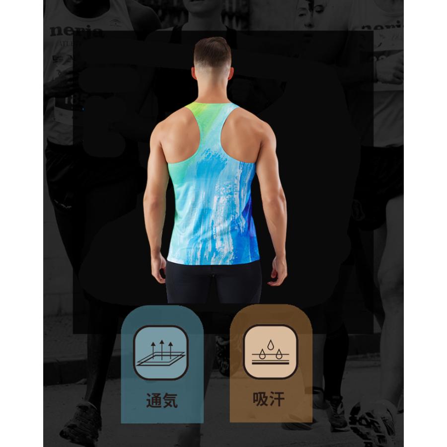 ペイントデザイン　タンクトップランシャツ　スポーツ　ノースリーブ　メンズ　ランニング　ヨガ　フィットネス　　速乾性　吸汗素材 マラソン　陸上 |  | 05