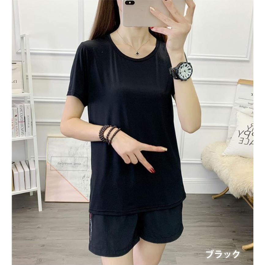 ひんやり　接触冷感　スポーツウェア 短パン上下セット クイックドライ Tシャツ ランニングウェア レディース おしゃれ  半袖　ハーフパンツ 　ヨガ　テニス　速 |  | 19