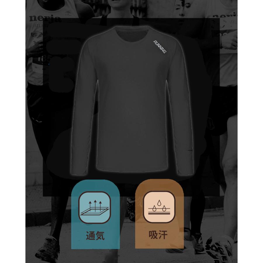 ランニングウェア　シンプル デザイン 61186 サムホール　スリット入り　メンズウエアー スポーツウェア　クイックドライ　長袖シャツ　tシャツ　 ジム　 |  | 03