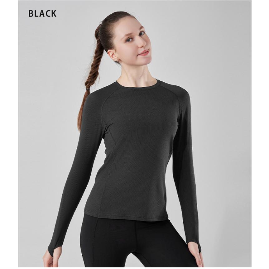 スポーツウェア クイックドライ 24303 ロングTシャツ サムホール付き　薄生地　ランニングウェア レディース おしゃれ  長袖　ロングシャツ　 高弾力　ヨガ　テ |  | 12