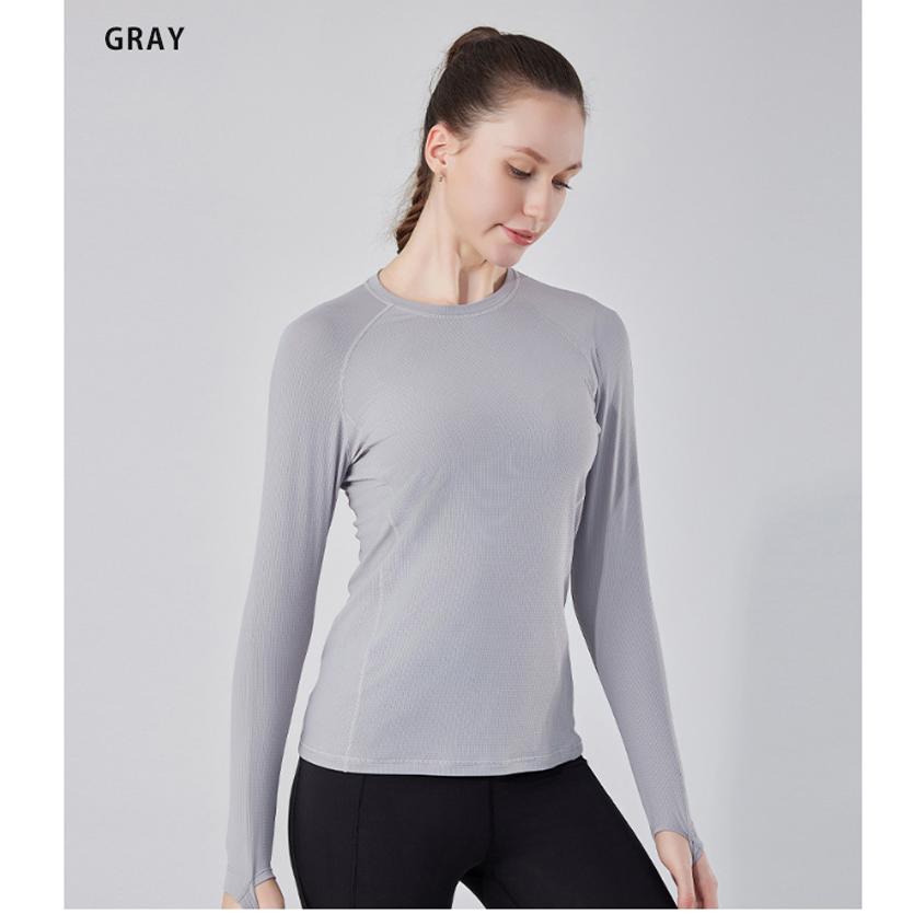 スポーツウェア クイックドライ 24303 ロングTシャツ サムホール付き　薄生地　ランニングウェア レディース おしゃれ  長袖　ロングシャツ　 高弾力　ヨガ　テ |  | 14