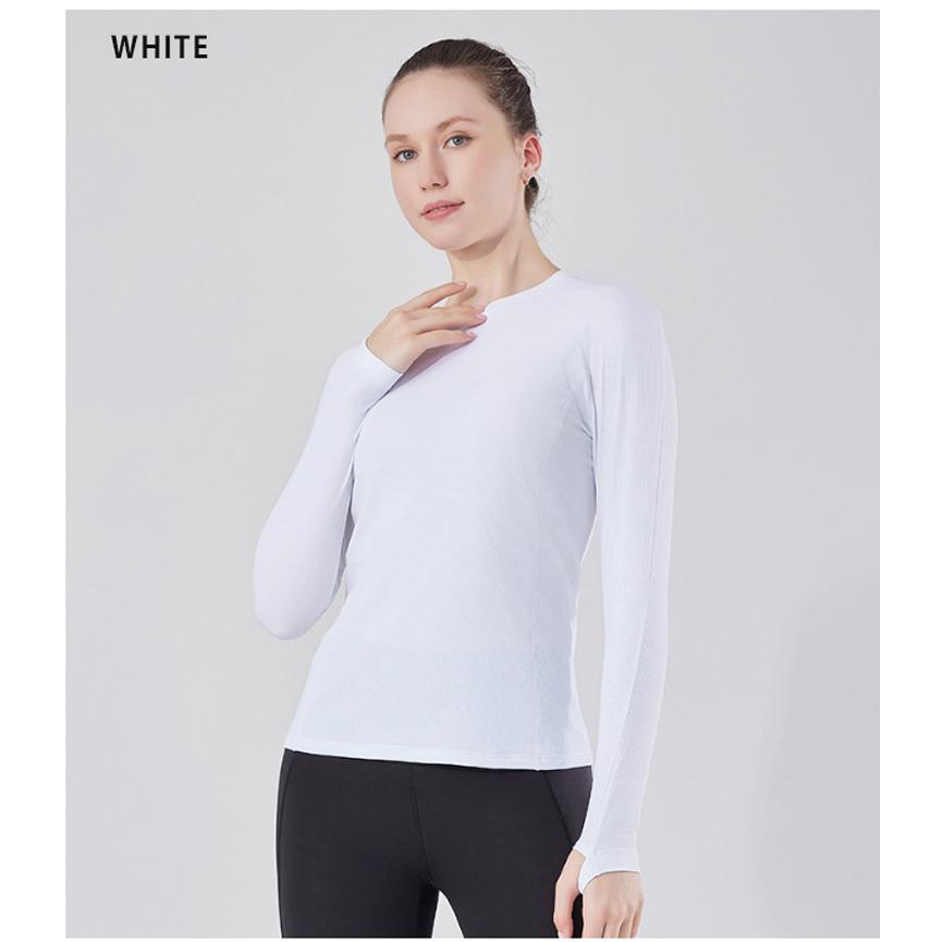 スポーツウェア クイックドライ 24303 ロングTシャツ サムホール付き　薄生地　ランニングウェア レディース おしゃれ  長袖　ロングシャツ　 高弾力　ヨガ　テ |  | 15