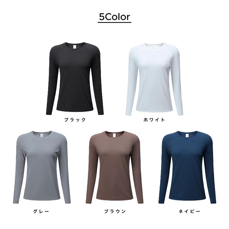 スポーツウェア クイックドライ 24303 ロングTシャツ サムホール付き　薄生地　ランニングウェア レディース おしゃれ  長袖　ロングシャツ　 高弾力　ヨガ　テ |  | 01