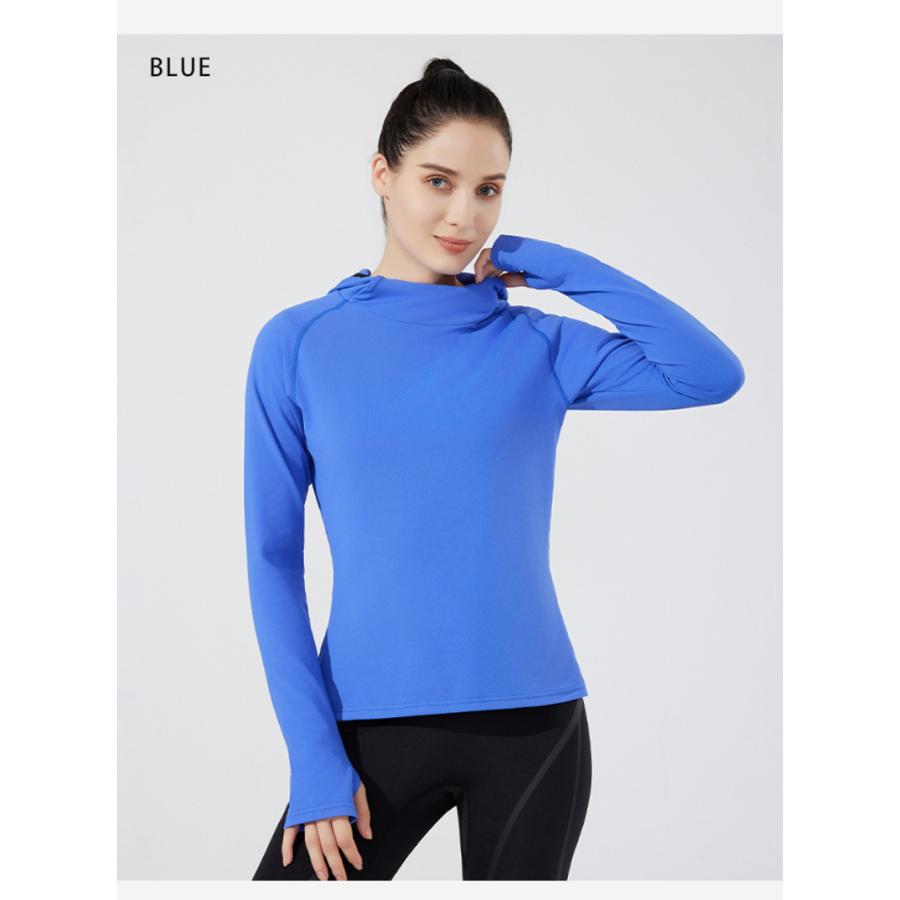 スポーツウェア 軽量 保温　裏起毛　フード付き　W24605 クイックドライ ロングシャツ 防風　温かい　ランニングウェア レディース　おしゃれ  長袖　ロングシャ |  | 14