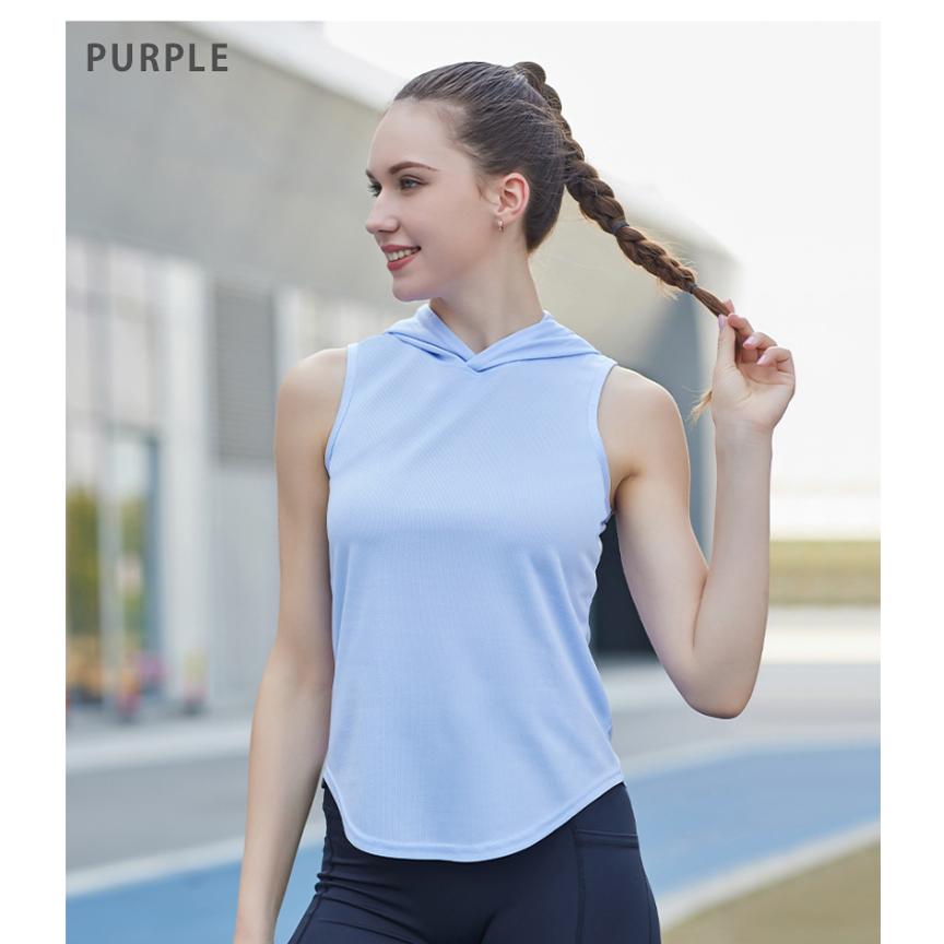 フード付きタンクトップ　 レディース　シンプルデザイン　ノースリーブシャツ　ランニングスポーツ　高弾力　ヨガ　速乾性　 レディース 半袖 |  | 13