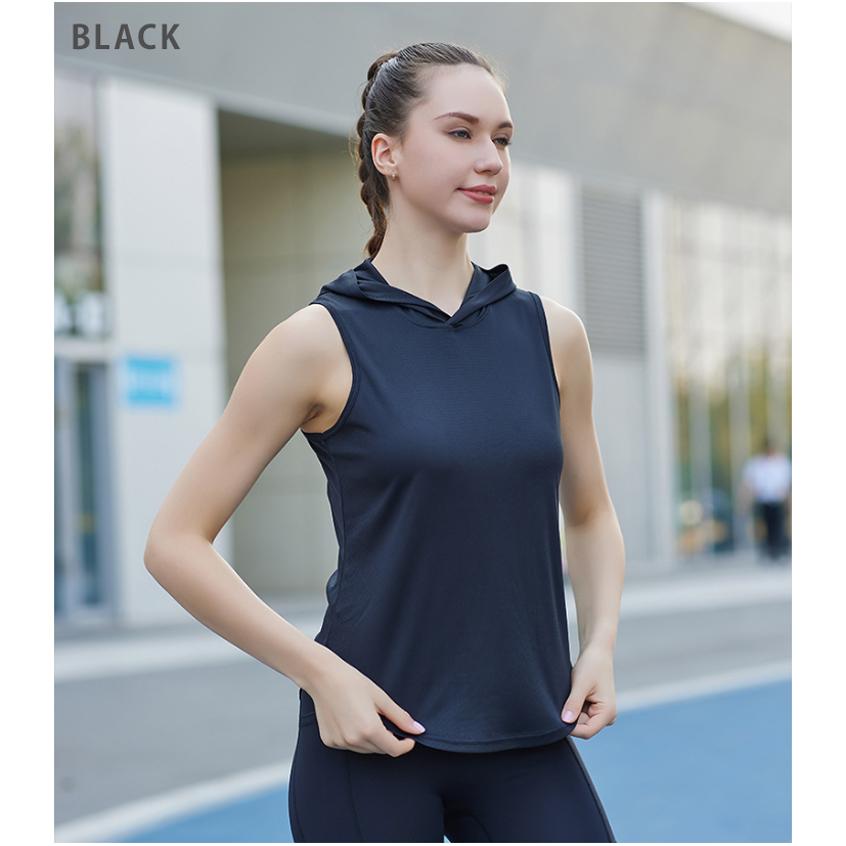 フード付きタンクトップ　 レディース　シンプルデザイン　ノースリーブシャツ　ランニングスポーツ　高弾力　ヨガ　速乾性　 レディース 半袖 |  | 19