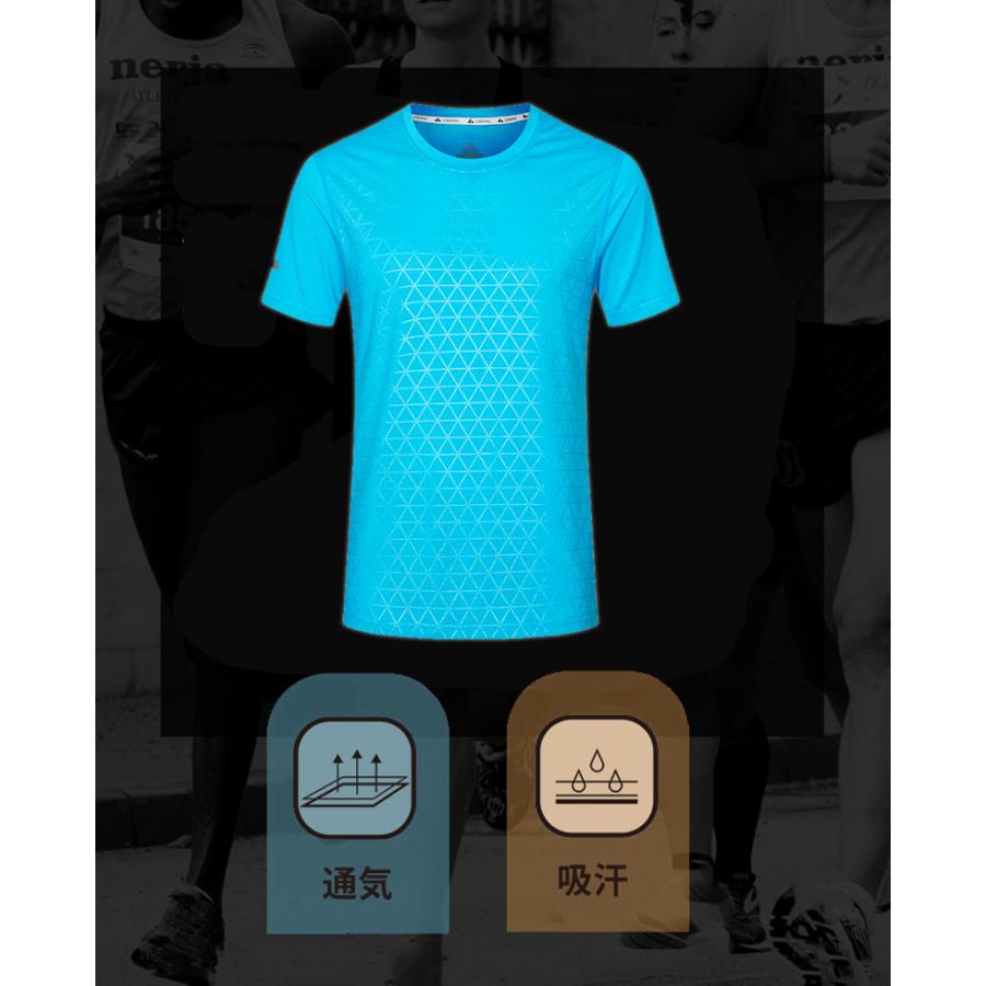 tシャツ ランニングウェア スポーツウェア メンズ  GYM　ジム　ランニング 半袖　夏用 通気性 メッシュ生地 軽量 |  | 05