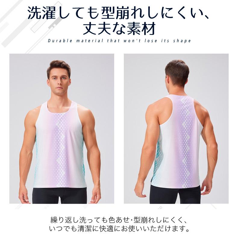 グラデーション　タンクトップ　薄生地　25114全4色 ランシャツ　スポーツ　ノースリーブ　メンズ　ランニング　ヨガ　フィットネス　 半袖　速乾性　吸汗素材 |  | 17