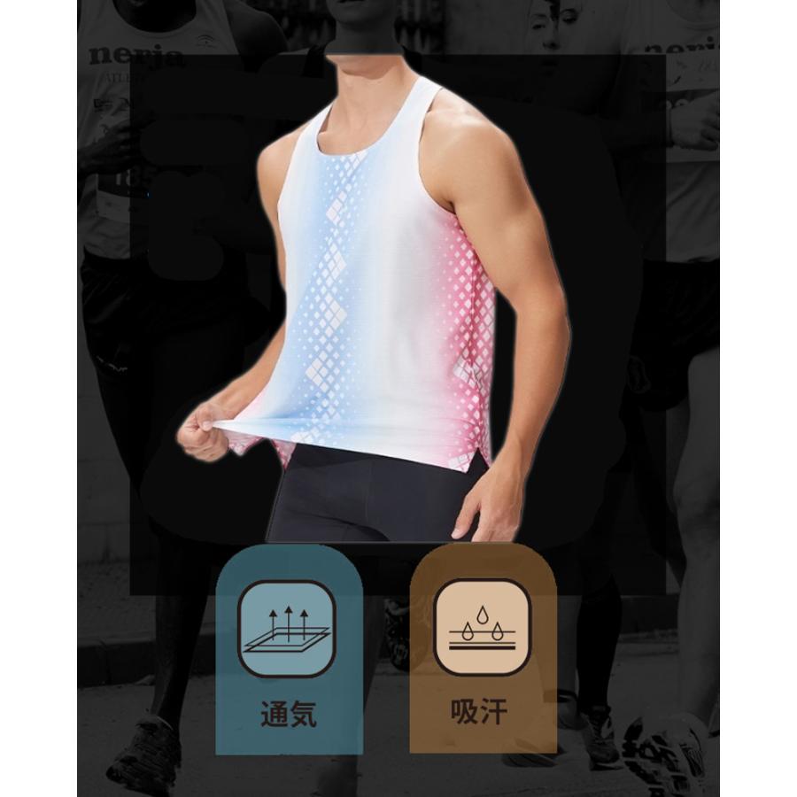 グラデーション　タンクトップ　薄生地　25114全4色 ランシャツ　スポーツ　ノースリーブ　メンズ　ランニング　ヨガ　フィットネス　 半袖　速乾性　吸汗素材 |  | 05