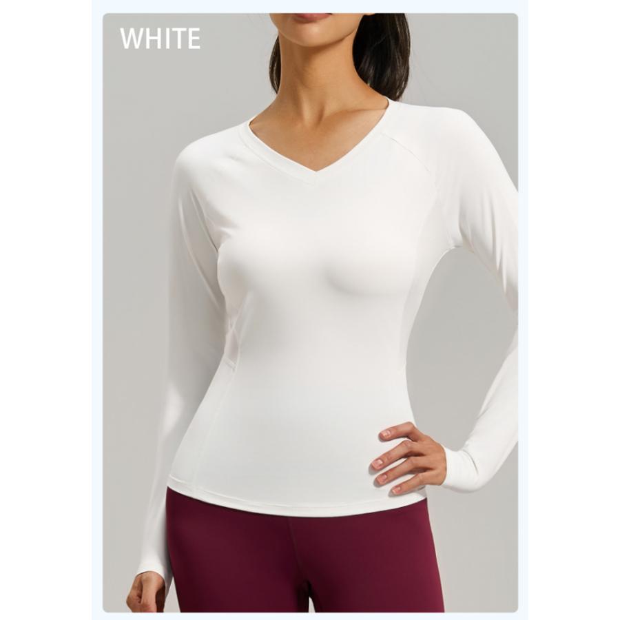 スポーツウェア　クイックドライ　シンプル　無地　Vネック　Ｔシャツ　レディース 長袖　 高弾力　ヨガ　ランニング　速乾性　吸水速乾シャツ |  | 14