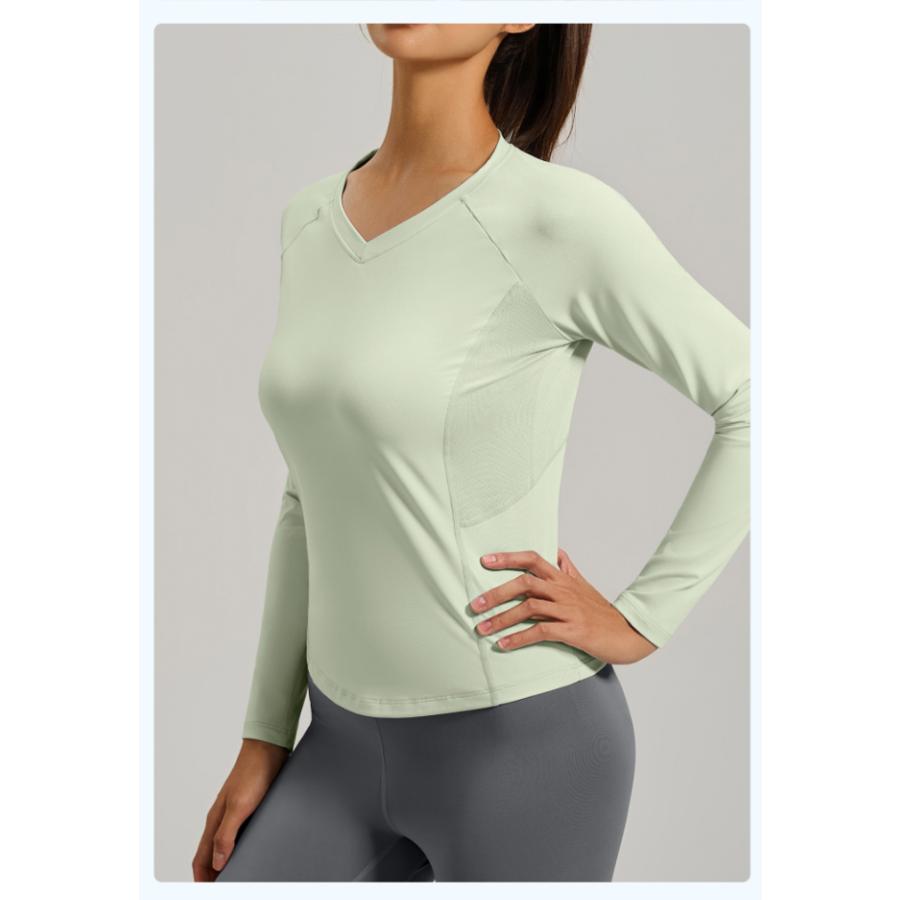 スポーツウェア　クイックドライ　シンプル　無地　Vネック　Ｔシャツ　レディース 長袖　 高弾力　ヨガ　ランニング　速乾性　吸水速乾シャツ |  | 17
