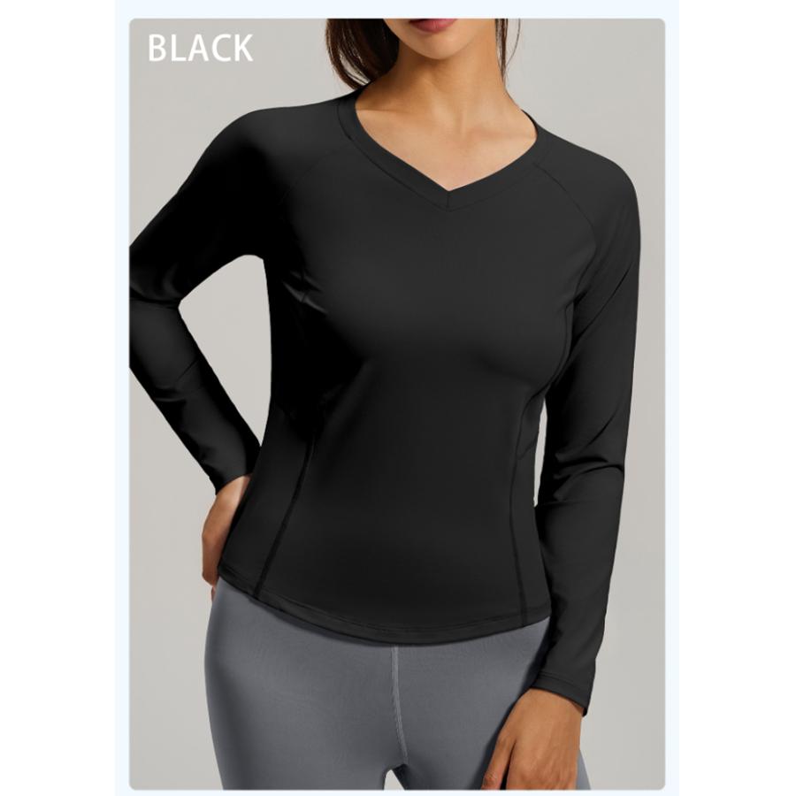 スポーツウェア　クイックドライ　シンプル　無地　Vネック　Ｔシャツ　レディース 長袖　 高弾力　ヨガ　ランニング　速乾性　吸水速乾シャツ |  | 18