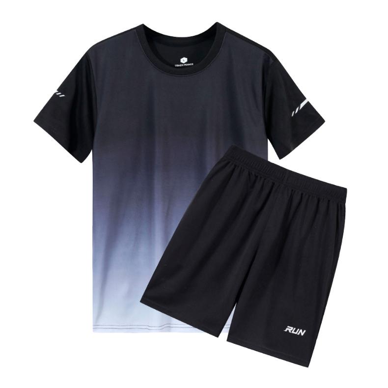 ランニングウェア メンズ 上下 夏　半袖Tシャツ　短パン　ハーフパンツセット　 スポーツウェア メンズ 　GYM　ジム　 半袖　夏用　軽量 |  | 17