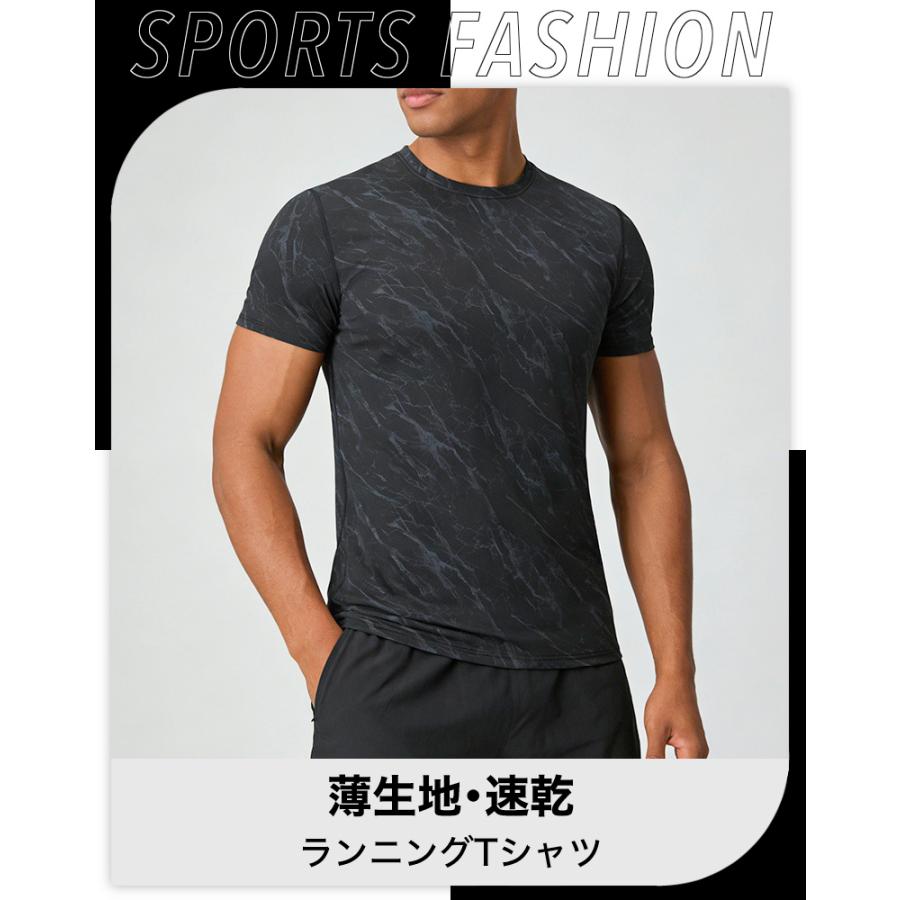 tシャツ 夏用 ひんやり 接触冷感 ランニングウェア  YMT003 速乾 吸湿 通気性メッシュ スポーツウェア メンズ　GYM　ジム　ランニング 半袖 |  | 03