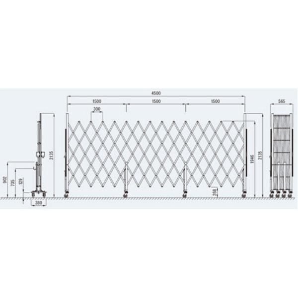 アルミ　キャスター・クロスゲート　CXGシリーズ　2m×4.5m　CXG-2045　パネル取付不可　アルマックス