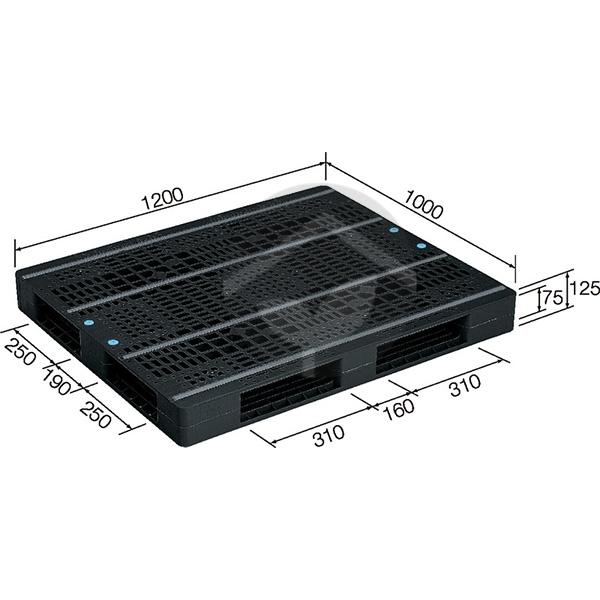 サンコー 三甲 パレットR4-1012-2(両面使用型/リサイクルパレット)ブラック 812059-01_1
