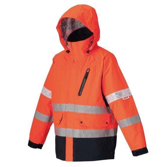 高視認性防護服 蛍光オレンジ ジャケット L レインウェア TY-71JL