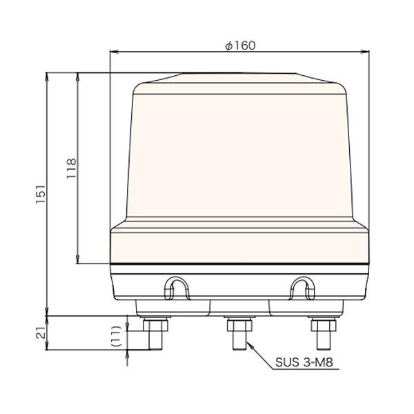 LED回転灯 ニコトーチ160 高輝度 VK16R型 Φ160 黄 VK16R-D24WY 日恵製作所