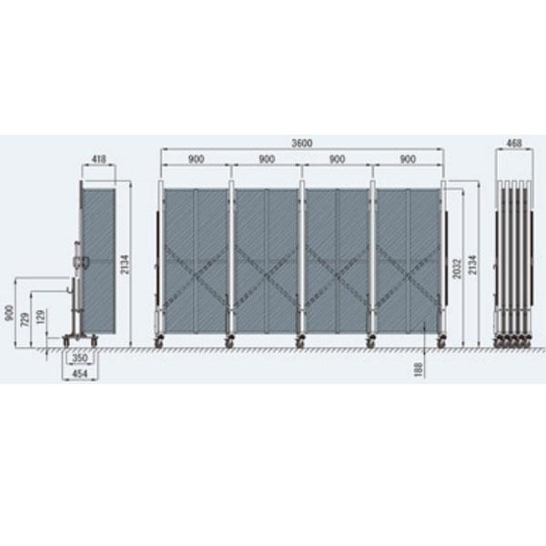 アルミ　キャスター・クロスゲート　XXG20シリーズ　2ｍ×3.6m　アルマックス　屋内用　パネル専用タイプ　XXG-2036