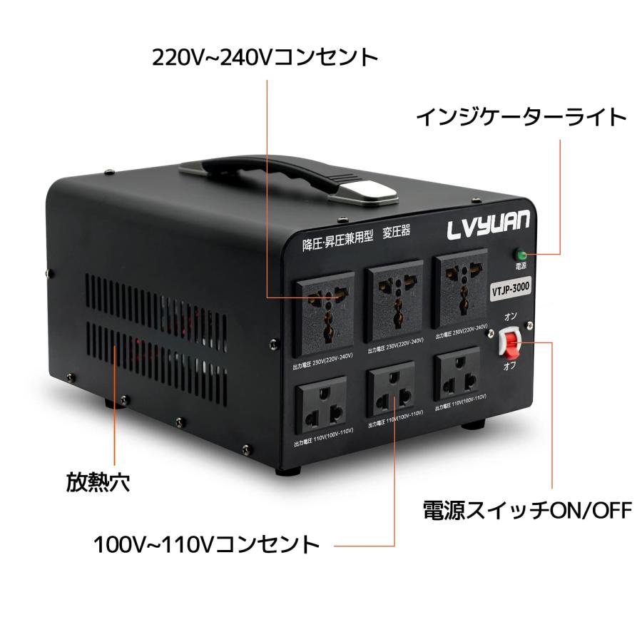 LVYUAN（リョクエン）アップトランス ダウントランス 3000W 海外