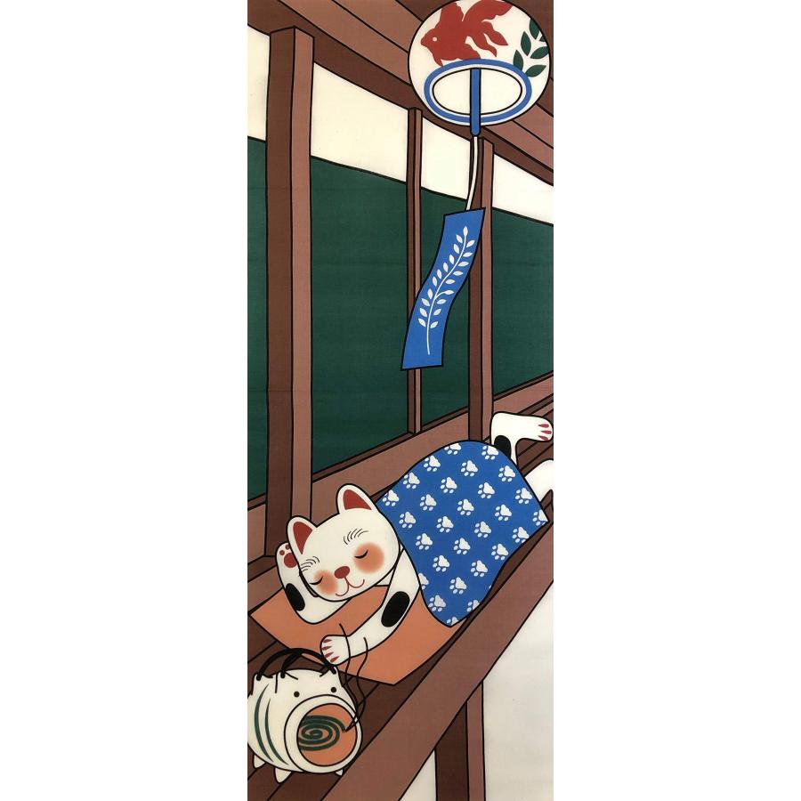 ヤギセイ 福招き猫シリーズ 捺染手ぬぐい 『お昼寝』 夏休み 縁起物