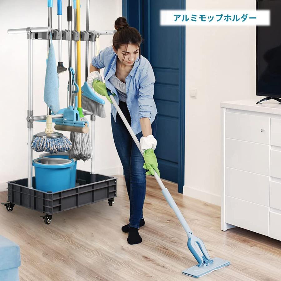 ほうきモップホルダーは、清掃用品を保持し、床から濡れたモップを保ち