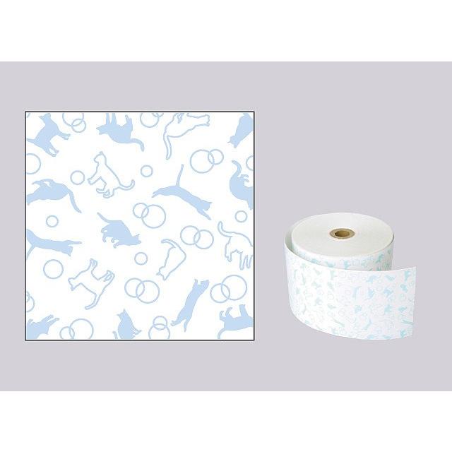 ねこ柄イラスト入りサーマルロール紙 サイズ 58mm×80mm×12mm ブルー 50巻 レジロール レシート用紙 感熱ロール |  | 01