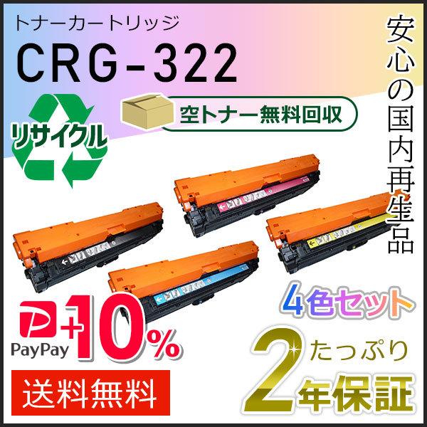 CRG-322(CRG322) キャノン用 リサイクルトナーカートリッジ322  4色セット 即納タイプ