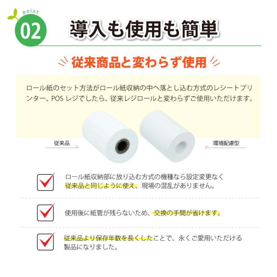 環境配慮型芯なし 感熱ロール紙 紙幅58mm×40mm×コアレス 中保存 120巻入 58mm×40mm×12mmと同等タイプ モバイルプリンター・決済端末対応 レシートロール |  | 03