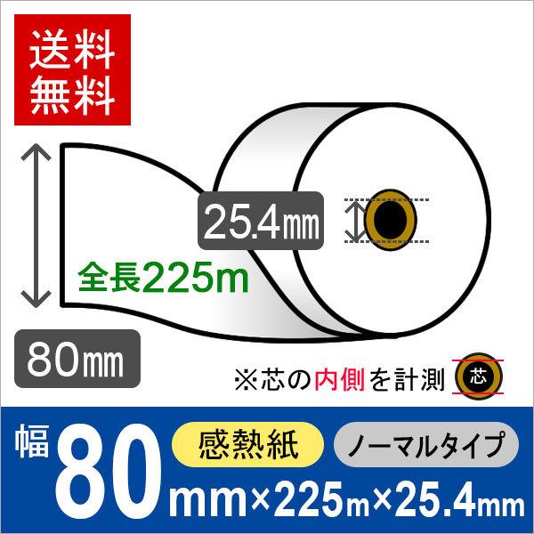 自動精算機用 サーマルロール紙 80mm×225m×1インチ（25.4mm）65μ 10巻入 感熱ロール紙 レジロール レシート用紙 | 