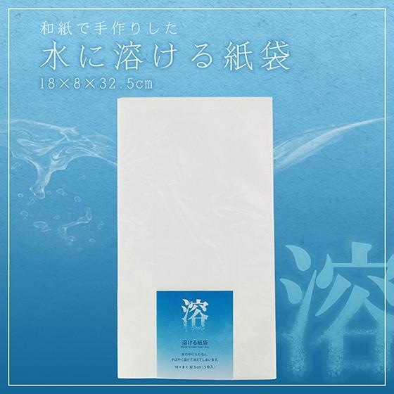 和紙 水に溶ける紙袋 大 18cm×8cm×32.5cm 5枚入 | 大直