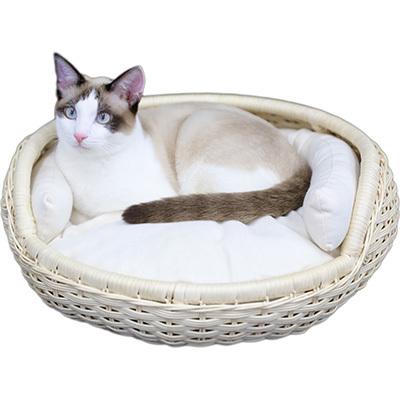 【新品／未使用】 シンシア　ラタン　ネコ用ベッド　ナチュラル Sincere Japan（シンシアジャパン） ラタン ボウルベッド ナチュラル