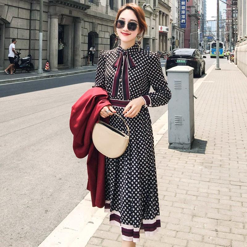 Ginger掲載商品 レトロ ウエストマーク ボウタイリボン ミモレ丈ワンピース 長袖ワンピース クラシカル 秋 Aライン きれいめ おしゃれ ワンピース サイズ 2xl Www Ayacouture Co Uk