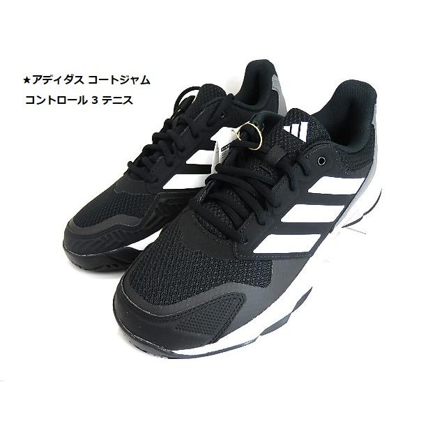 adidas（アディダス） SALE特価 コートジャム コントロール 3 テニス TENNIS コアブラック/ホワイト/グレー IF0458 ...
