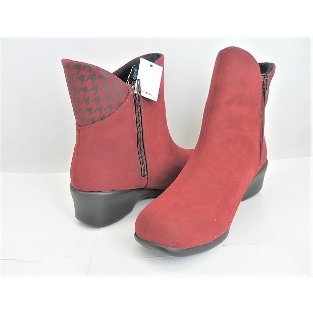 アウトレットSALEレディス★amane /アキレス　アマネ033 ワイン/ 防水防滑ショートブーツ 内側にファスナー付き/限定処分特価でラストチャンス! | アキレス | 01