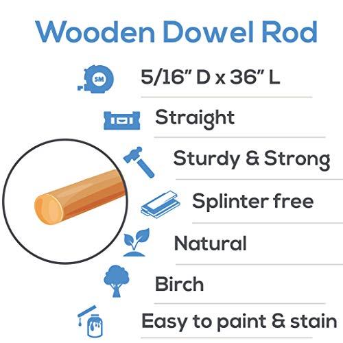 ウェブストア Woodpeckers 木製棒 木製ダボロッド - 5/16 x 36インチ 未完成の堅木スティック - クラフトやDIYに - 1 【並行輸入】