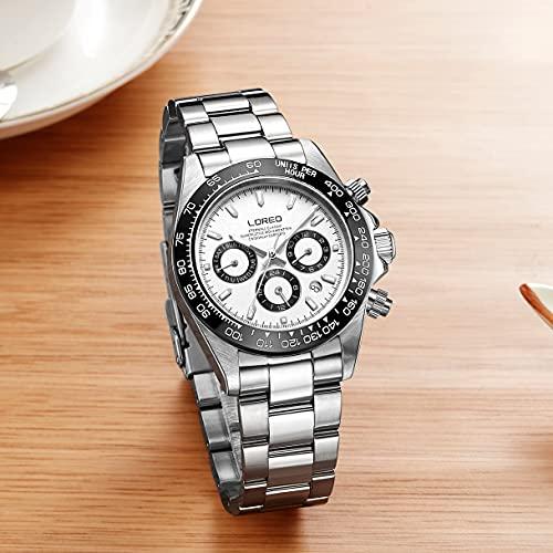 【訳あり品】 LOREO MENSオートマチックウォッチシルバーステンレススチールサファイアガラスセラミックベゼルデートミリタリーダイビング防水ウ 【並行輸入】 【2212965591】(13065円)