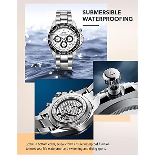 【訳あり品】 LOREO MENSオートマチックウォッチシルバーステンレススチールサファイアガラスセラミックベゼルデートミリタリーダイビング防水ウ 【並行輸入】 【2212965591】(13065円)