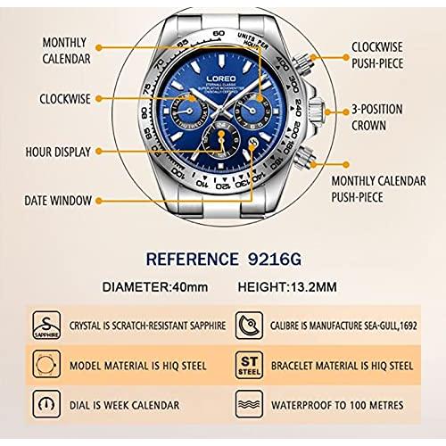 【訳あり品】 LOREO MENSオートマチックウォッチシルバーステンレススチールサファイアガラスセラミックベゼルデートミリタリーダイビング防水ウ 【並行輸入】 【2212965591】(13065円)