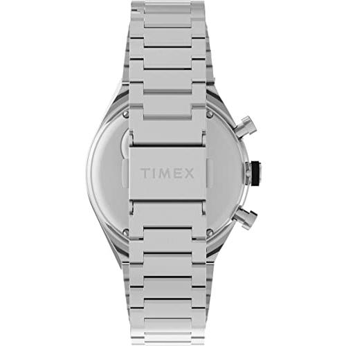 Timex メンズ Q クロノグラフ 40mm 腕時計  シルバートーン/ホワイト  One Size  40mm Q GMT クロ 【並行輸入】｜runsis-store｜03