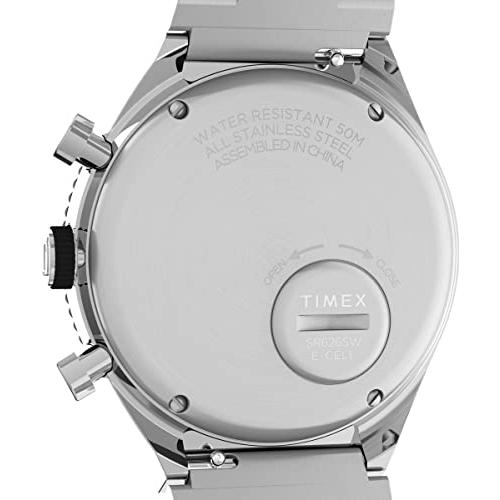 Timex メンズ Q クロノグラフ 40mm 腕時計  シルバートーン/ホワイト  One Size  40mm Q GMT クロ 【並行輸入】｜runsis-store｜04