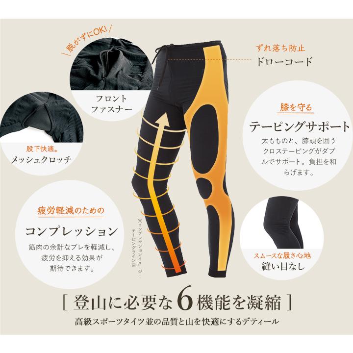 公式 トレッキングタイツ 登山 着圧 日本製 トレイル Runtage トレイルタイツ メンズ レディース_2
