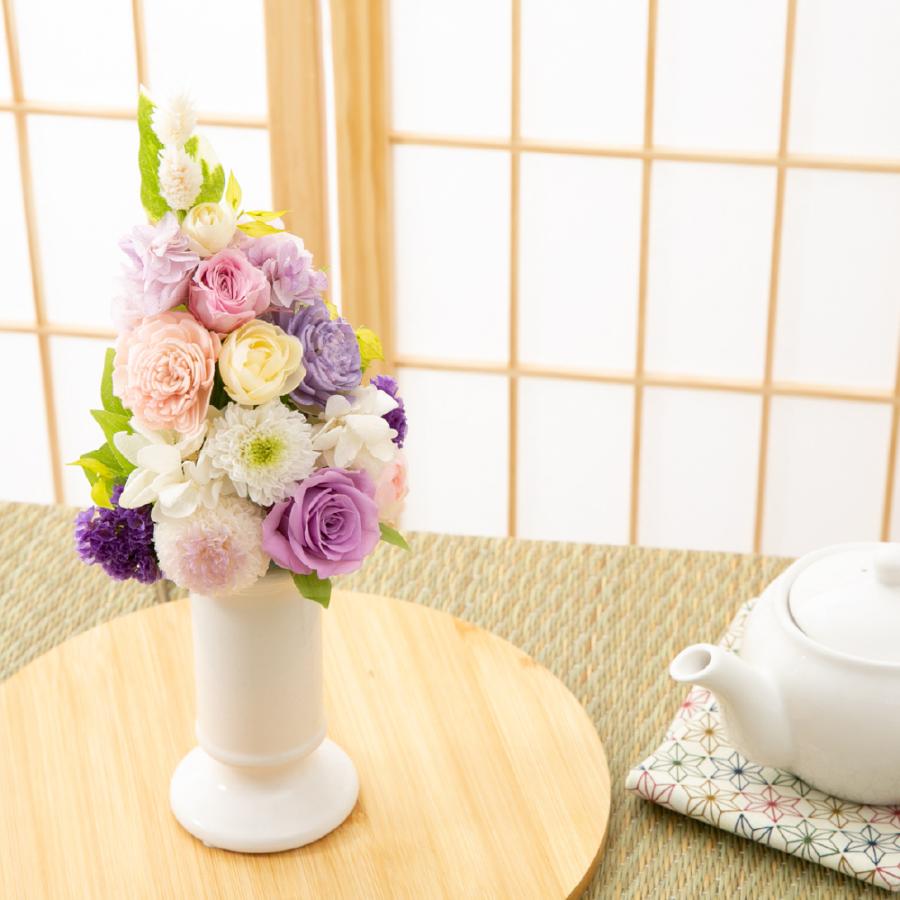 プリザーブドフラワー 仏花 お供え 琴 花瓶 お悔やみ 仏壇用 一