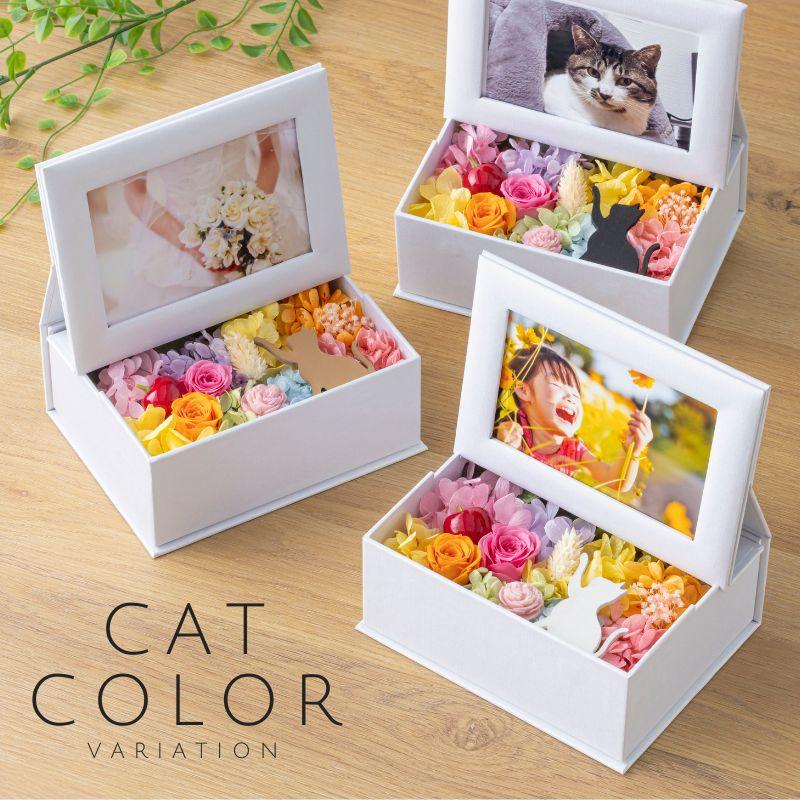 プリザーブドフラワー 写真立て 猫 ミニョン フォトフレーム